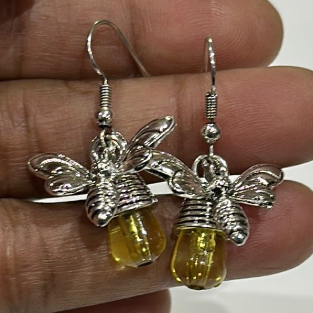 Fashion Women Silver Gold Bee Drop Earrings Cubic Zirconia Party Jewellery Gifts